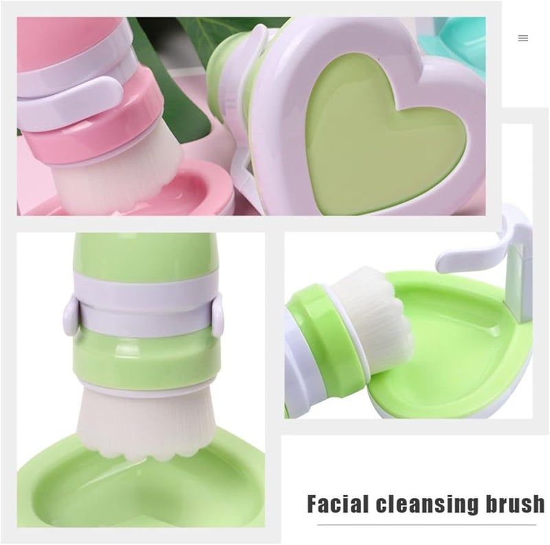 Heart Shaped Stand Double Headed Facial Cleansing Brush Manual Face Scrubber Portable Home Use - Image 4